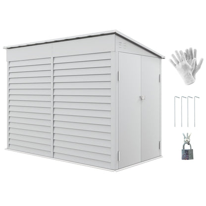 Outsunny White Metal Garden Shed, Lockable Yard Storage