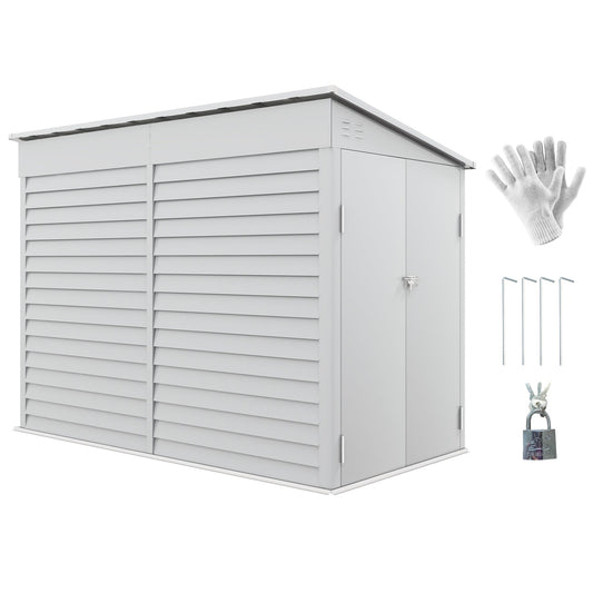 Outsunny White Metal Garden Shed, Lockable Yard Storage