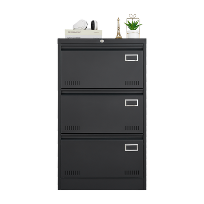 Sleek 3-Drawer Lateral File Cabinet for Home Office, Locking