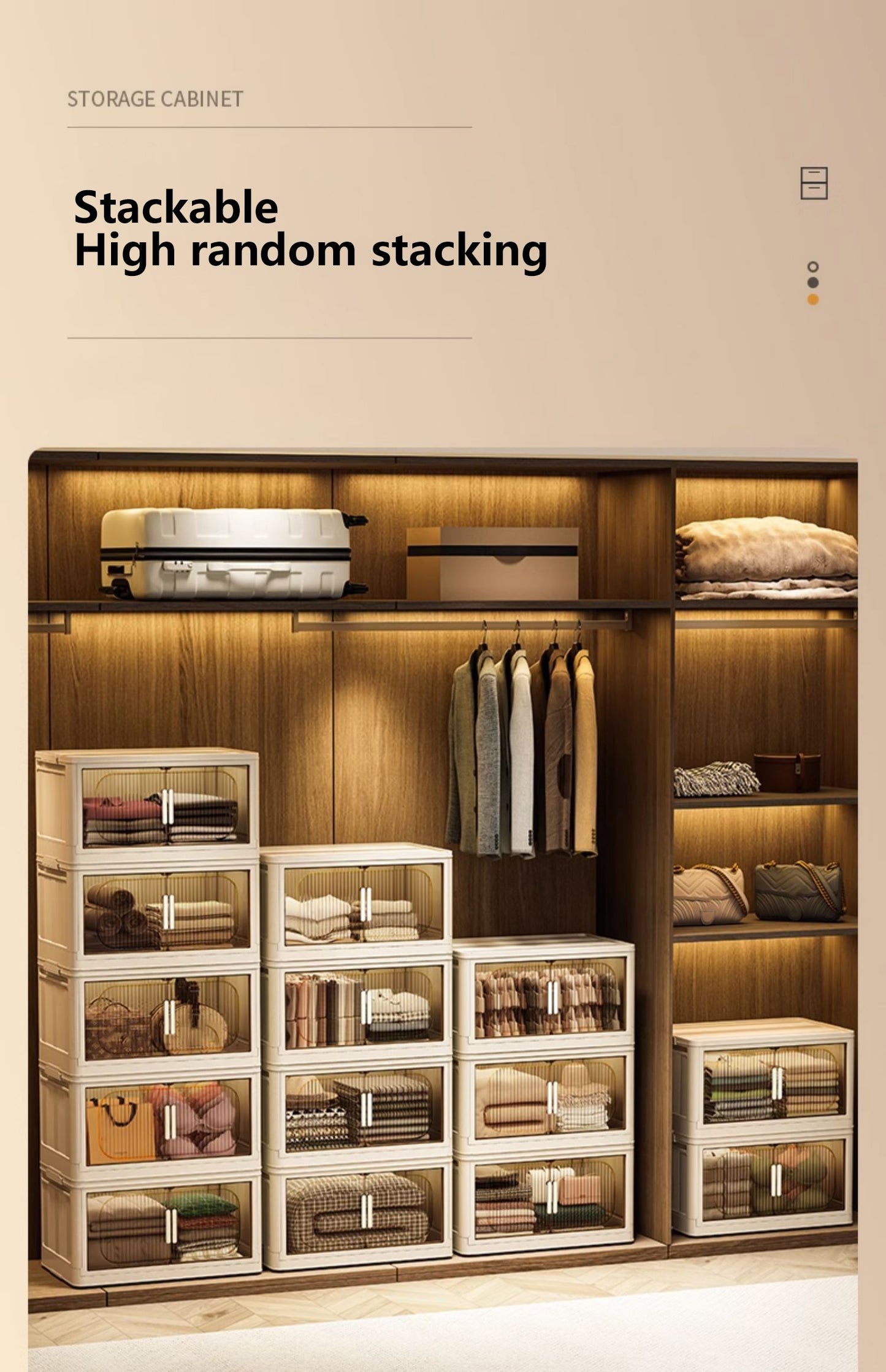 Modern Folding Closet Storage Cabinet with Wheels