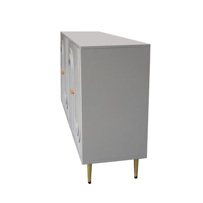Modern Gray Sideboard for Dining & Entryway, 4-Door Storage
