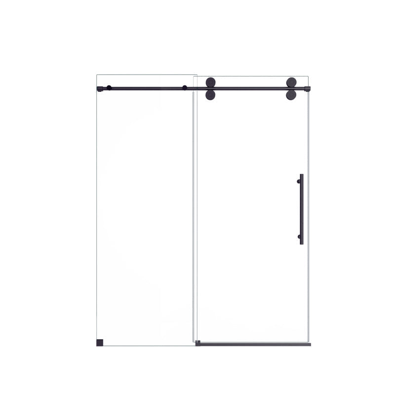 56"-60"W x 72"H Frameless Single Sliding Shower Door _ 5/16" (8mm) Clear Tempered Glass, Bypass Design with Matte Black Finish