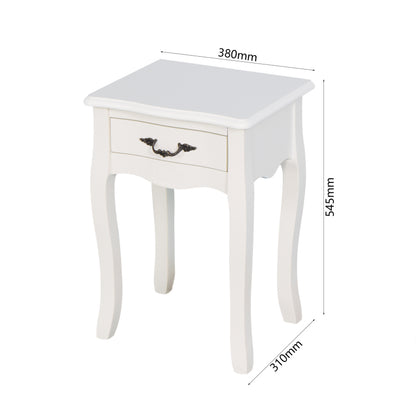 Classic White Living Room Side Table with Drawer