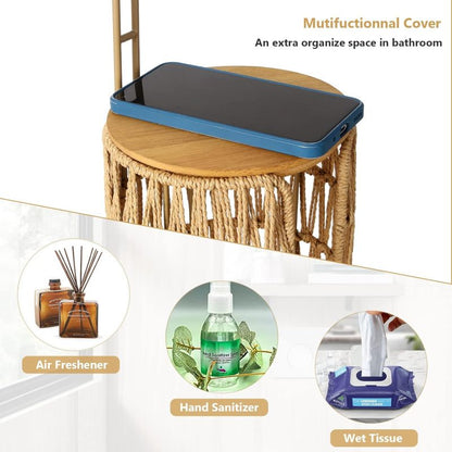 Boho Rattan Toilet Paper Holder Stand for Bathroom, 3-Roll
