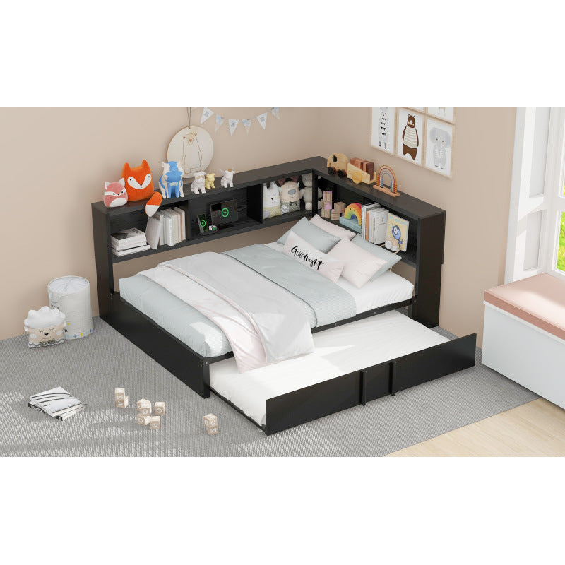 Modern Metal Daybed w/ Trundle, Guest Room Storage & USB