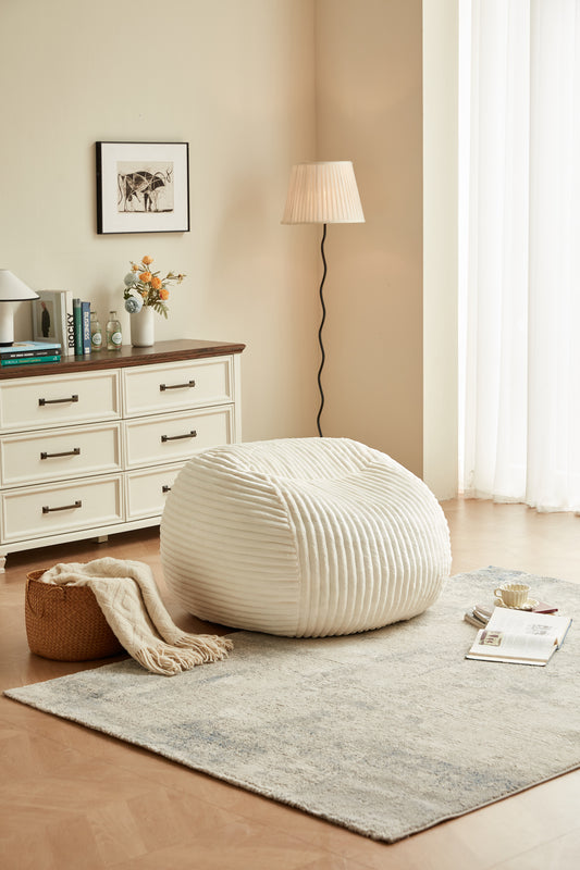 4FT Memory Foam Bean Bag Chair for Adults/Teens, Bean Bag Sofa with Fluffy Removable Cover, for Living Room Bedroom, Off white
