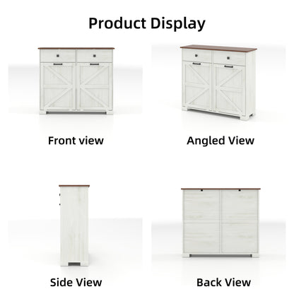 Farmhouse Barn-Door Double Tilt-Out Kitchen Trash Cabinet