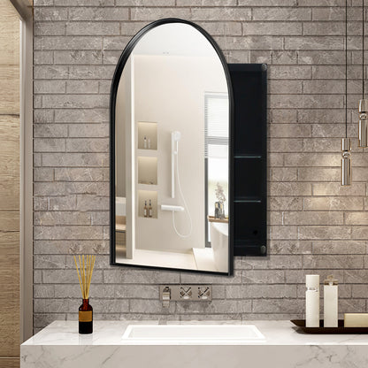 Black Metal Bathroom Medicine Cabinet, Adjustable Shelves