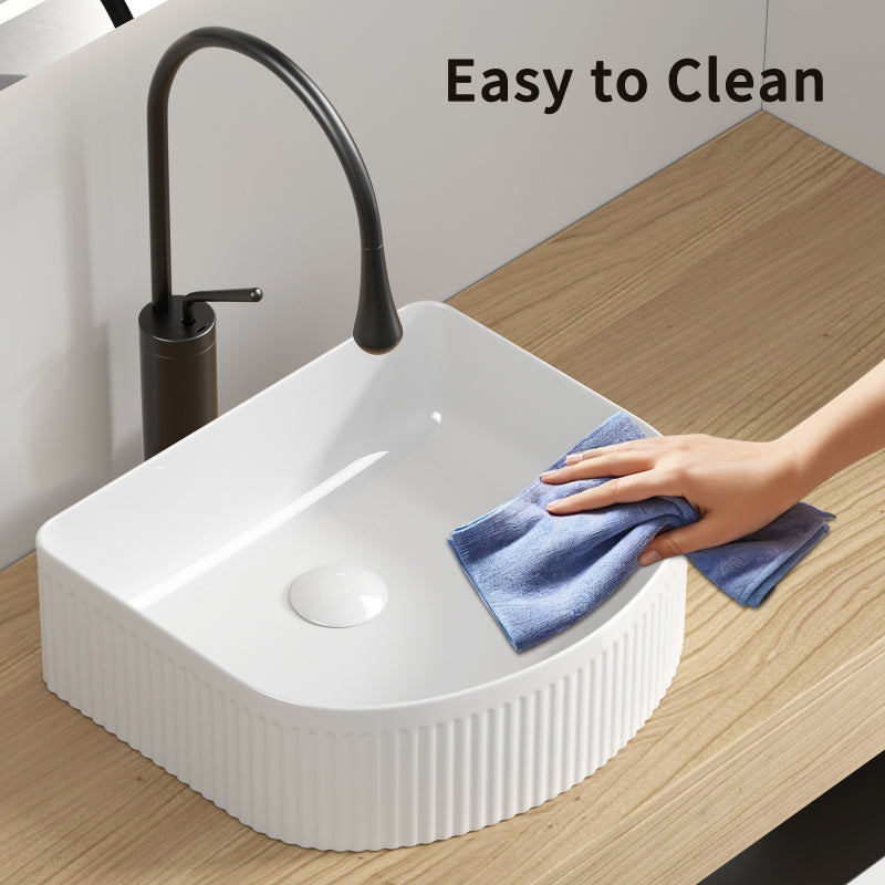 Modern Rectangle Vessel Sink for Powder Rooms Glossy Ceramic