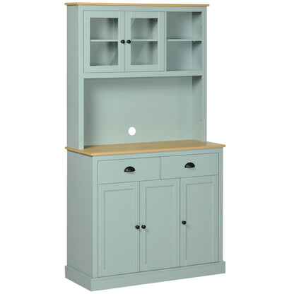 HOMCOM Light Blue Kitchen Hutch Pantry with Microwave Shelf