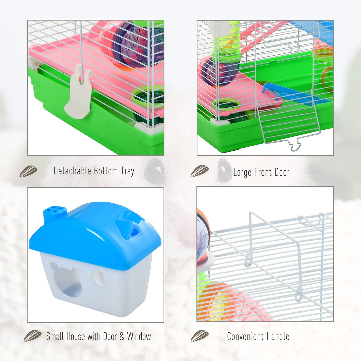 PawHut Portable 5-Tier Hamster Travel Cage with Wheel & Tube