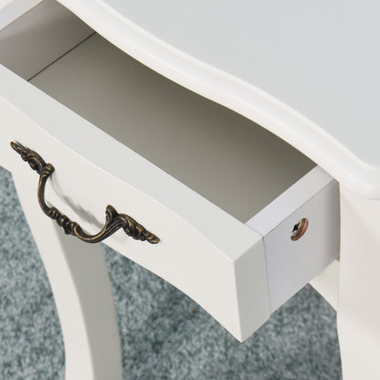 Classic White Living Room Side Table with Drawer