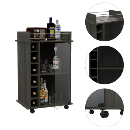 Dukat Espresso Bar Cart for Home, 6-Bottle Rack, Rolling