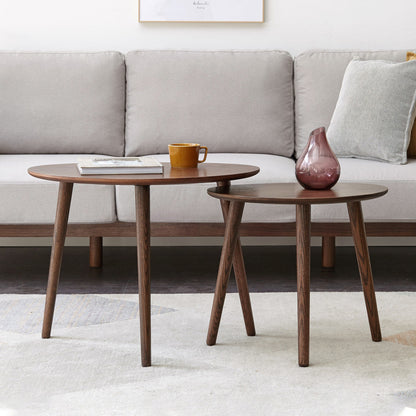 Modern Pebble-Shaped Coffee Table for Living Room, Solid Oak