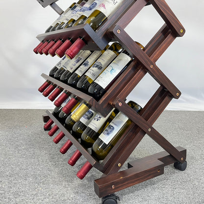 Walnut Freestanding Wine Rack for Home Bar, 26-Bottle