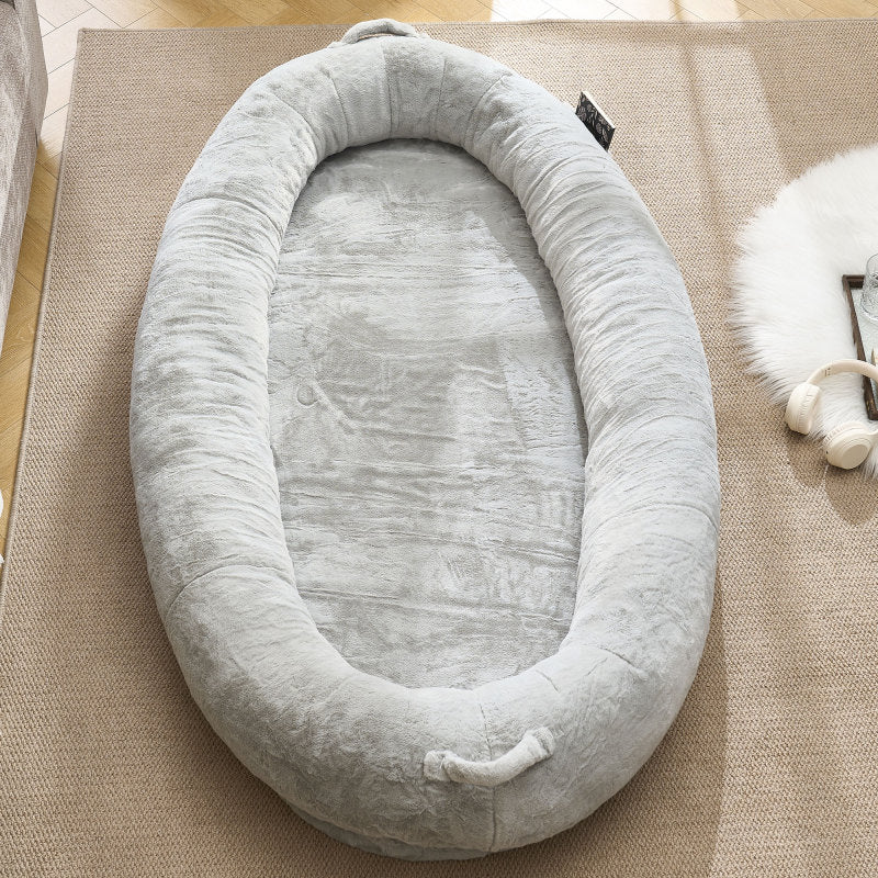 Human Dog Bed for Adult, Giant Extra Large Memory Foam Human Size Pet Bed for People, Fluffy Plush Dog Bed for Human with Storage Pocket  Cover Portable Handle Non-Slip Bottom