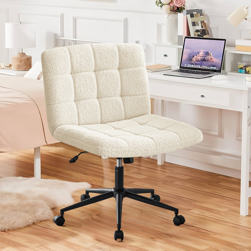 Cozy Linen Armless Home Office Chair with Lumbar Support