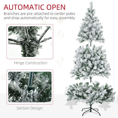 HOMCOM 6 Ft Frosted Pre-Lit Christmas Tree for Home