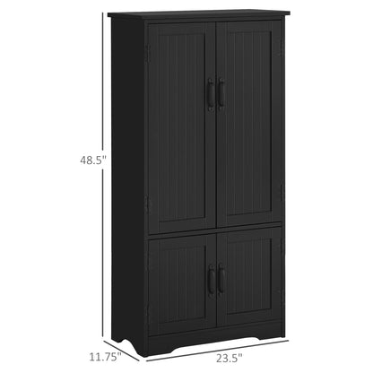HOMCOM Black Kitchen Pantry Cabinet with Adjustable Shelves
