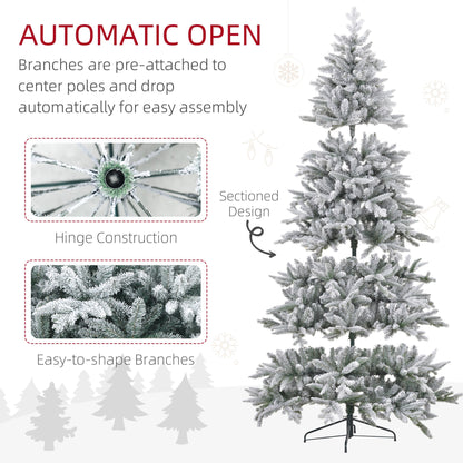 HOMCOM 8 Ft Flocked Christmas Tree, Easy Setup, Home/Office