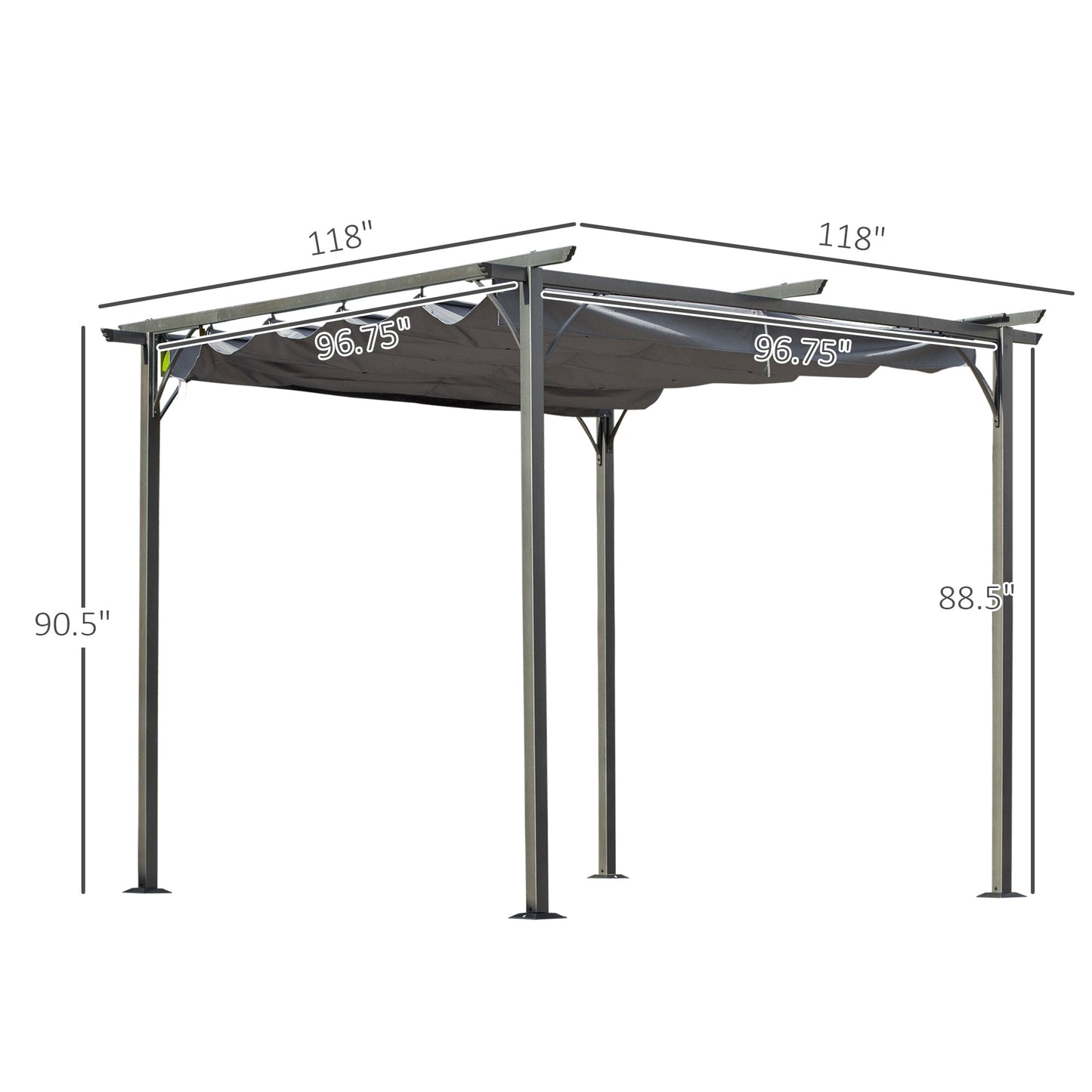 Outsunny 10x10 Metal Pergola for Patio, Retractable Shade
