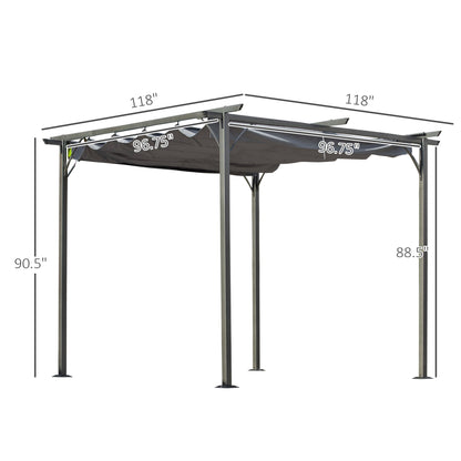 Outsunny 10x10 Metal Pergola for Patio, Retractable Shade