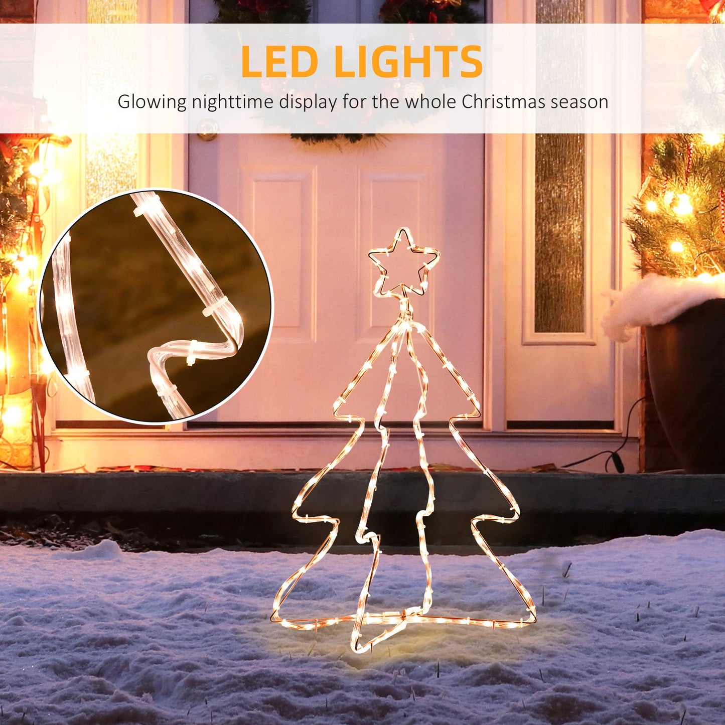 Outsunny 30" Outdoor Christmas Tree Rope Lights with Stakes