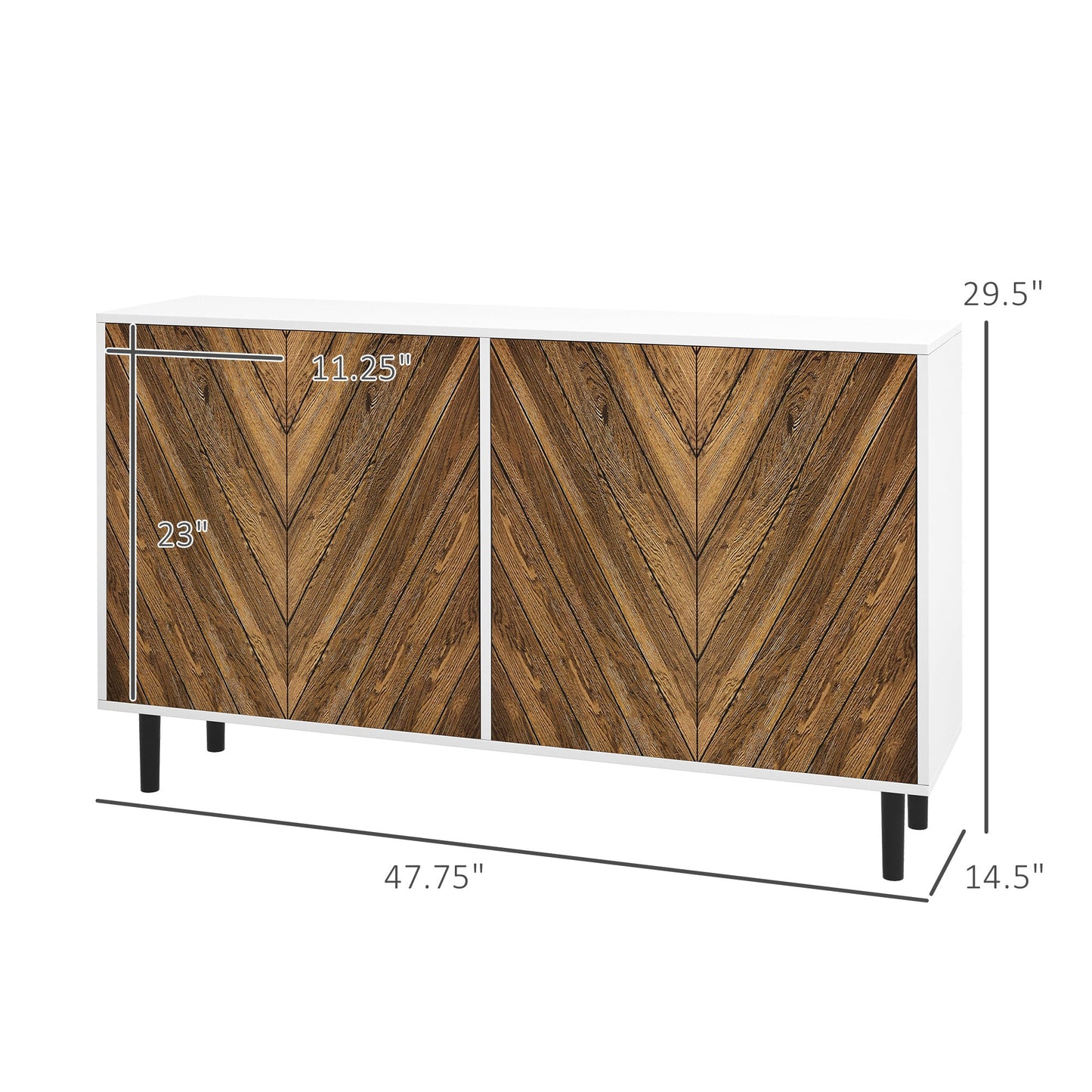 HOMCOM Mid-Century Sideboard for Dining, Chevron Doors