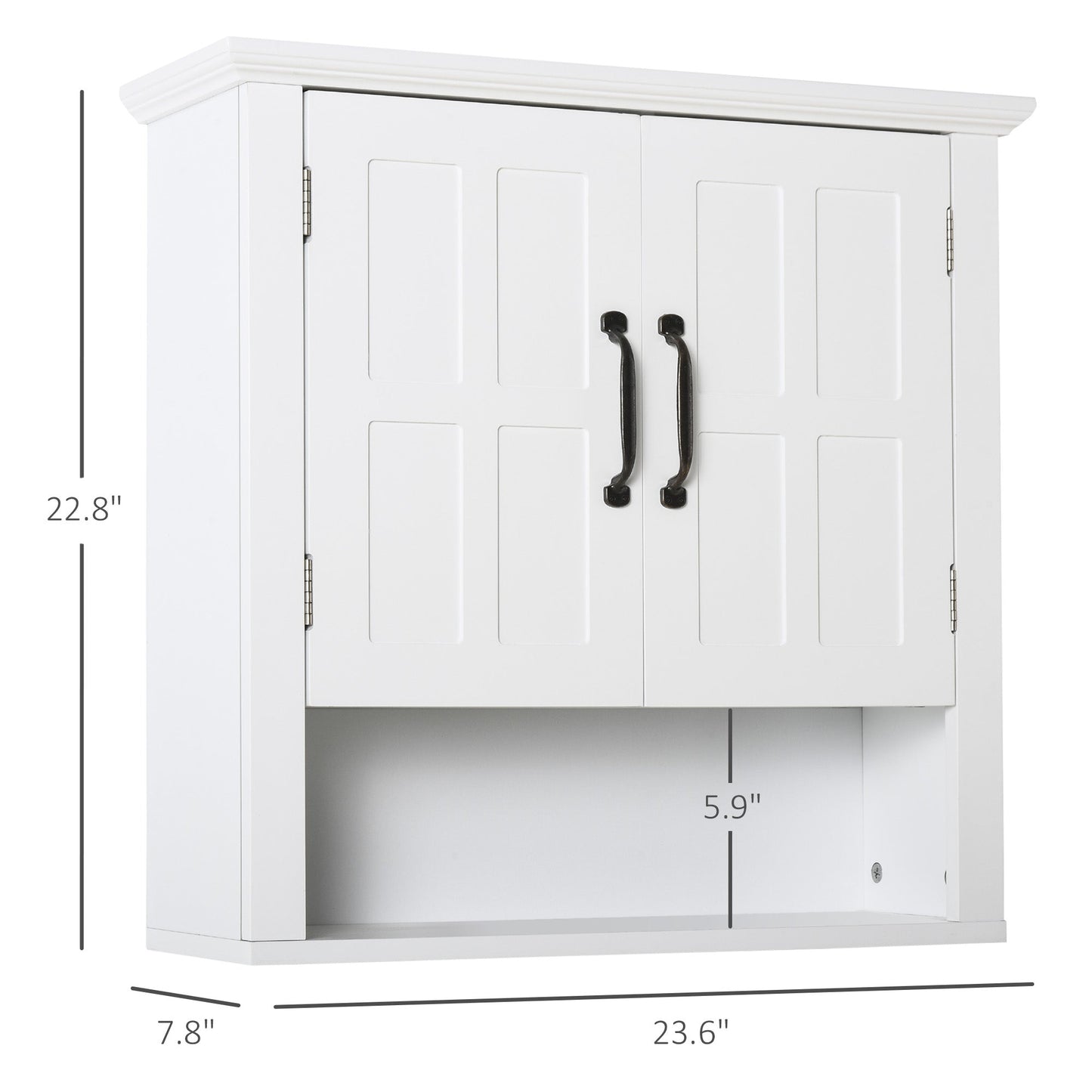 HOMCOM White Bathroom Wall Cabinet with Adjustable Shelf