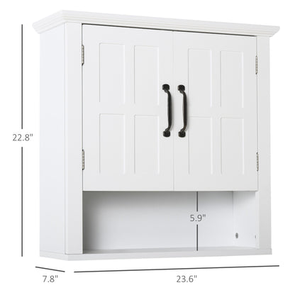 HOMCOM White Bathroom Wall Cabinet with Adjustable Shelf