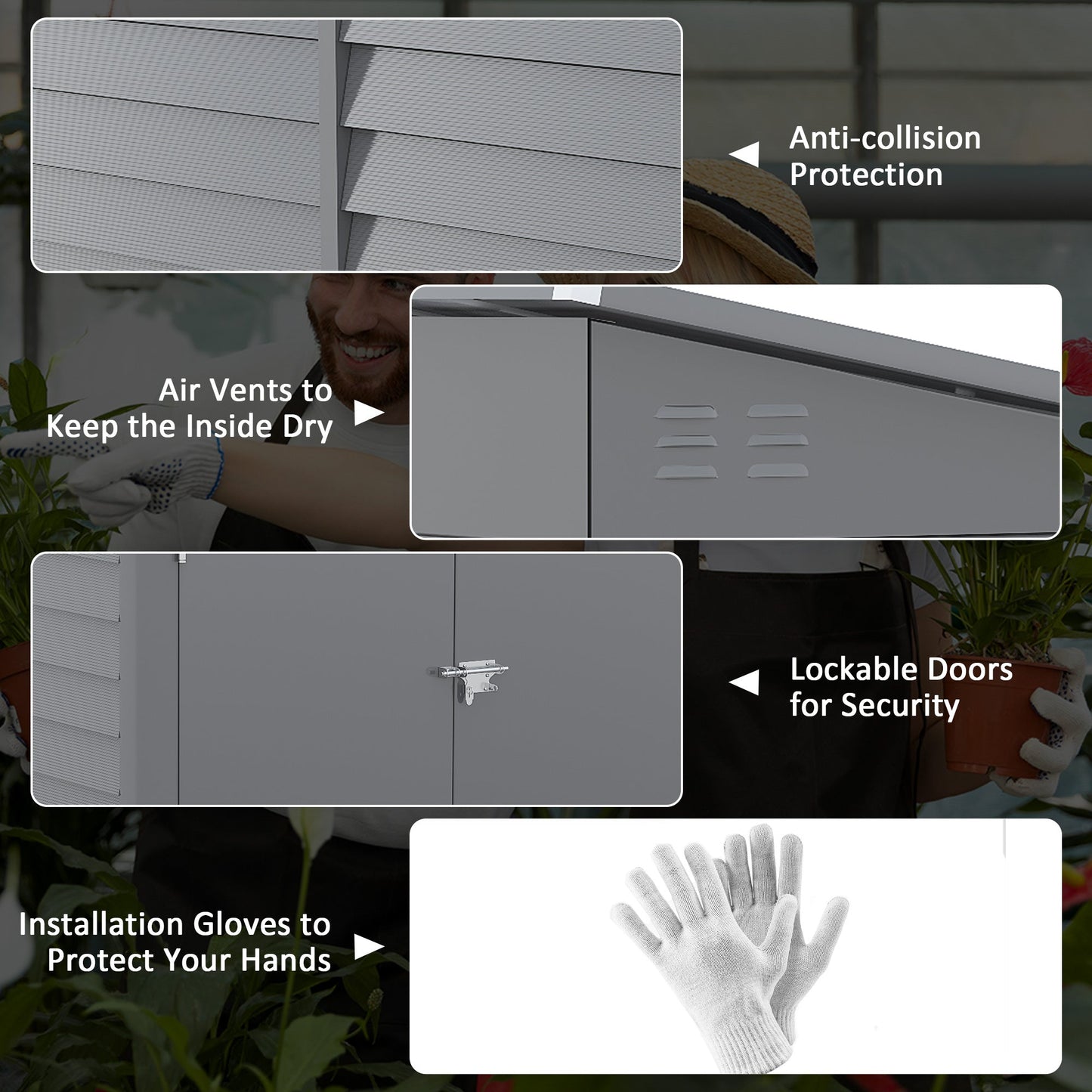 Outsunny Slim Lean-To Steel Storage Shed for Patio, Lockable