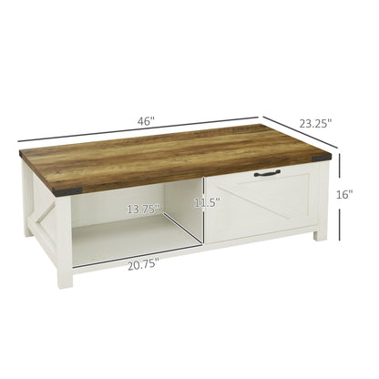 HOMCOM Farmhouse Coffee Table for Living Room with Storage