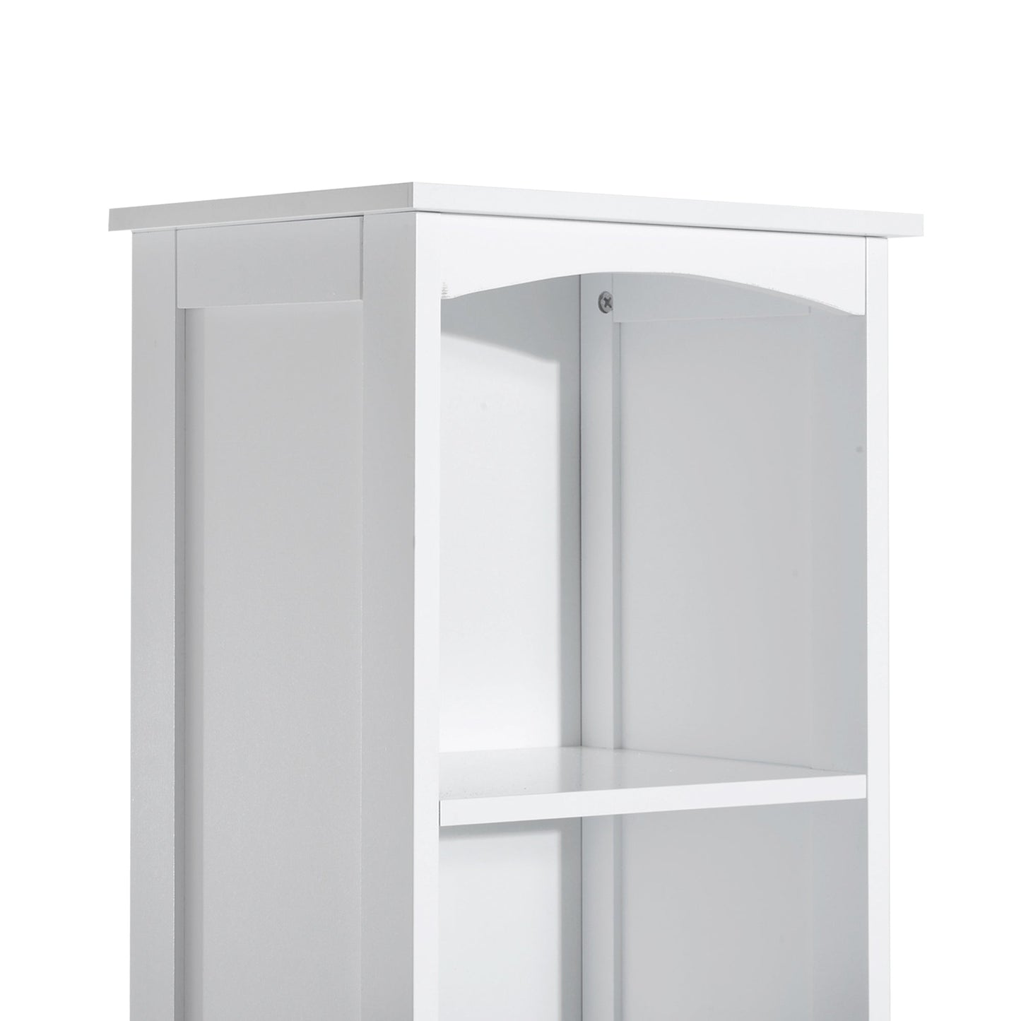 HOMCOM White Bathroom Linen Tower with Shelves and Drawer