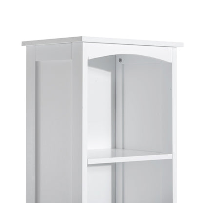 HOMCOM White Bathroom Linen Tower with Shelves and Drawer