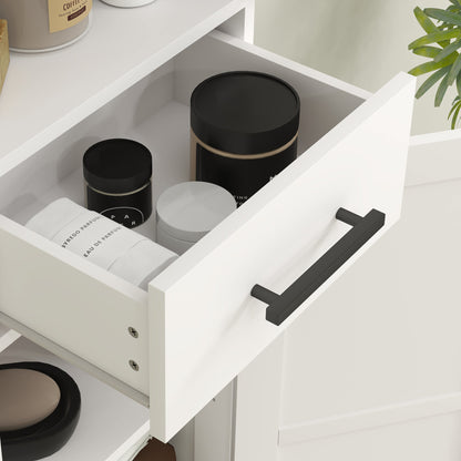 HOMCOM Farmhouse Tall Bathroom Linen Cabinet with Barn Doors