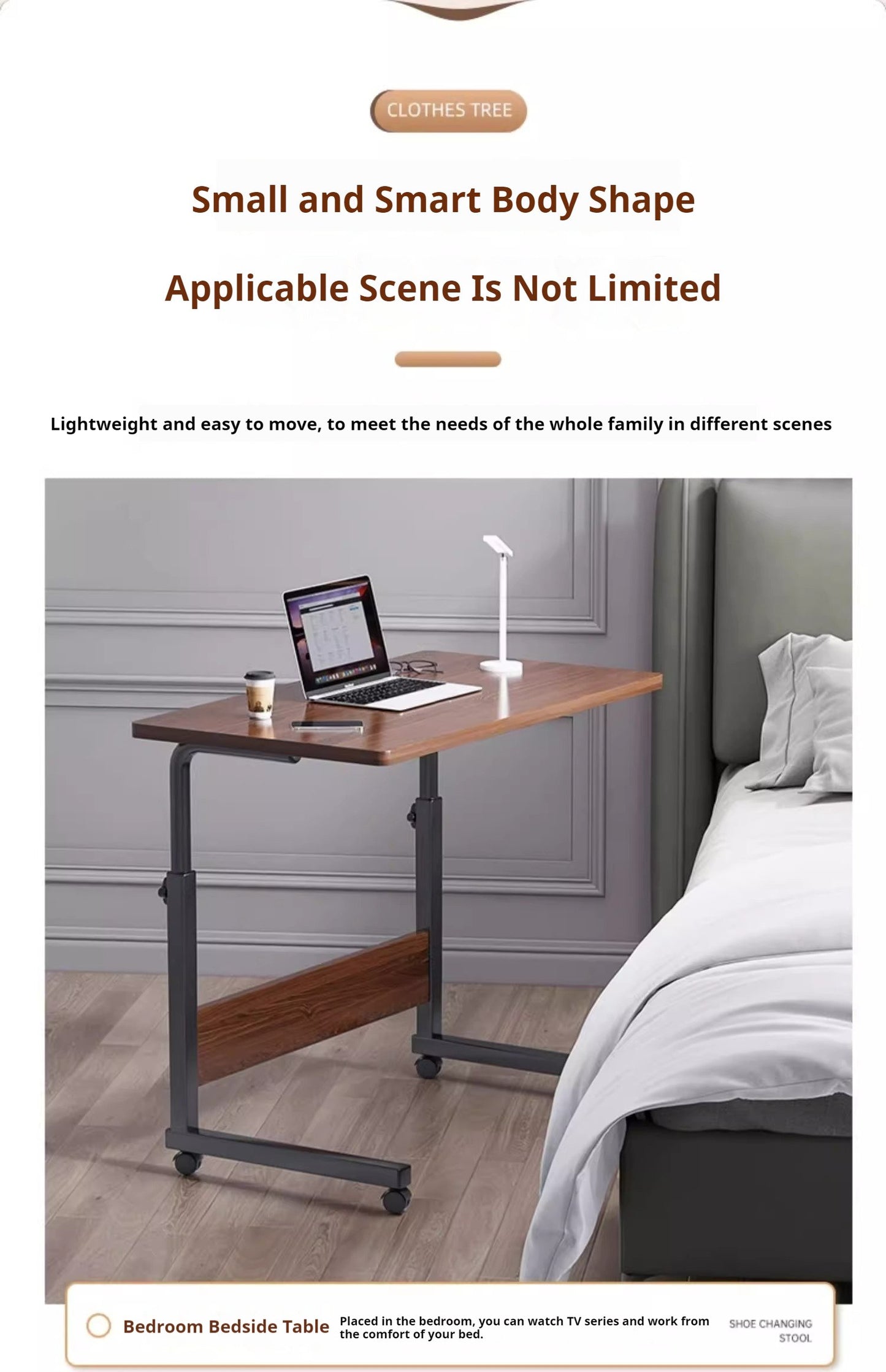 Double-Deck Bedside Desk Adjustable for Dorm/Bedroom