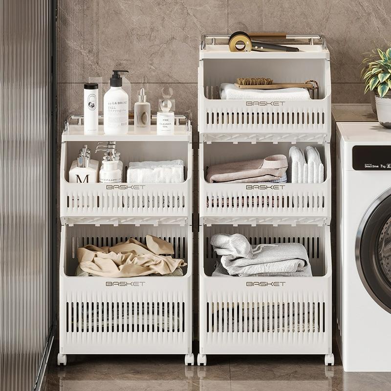 DOORVERSE Foldable Laundry Basket Portable Laundry Storage Basket Multi-Layer Laundry Rack Bathroom Balcony Laundry Basket