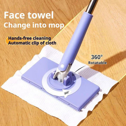 Automatic Cloth Changing Mini Mop Hands-Free Mini Mop Compatible With Face Towels Push-Pull Hand-Free Wash Rotating Mop