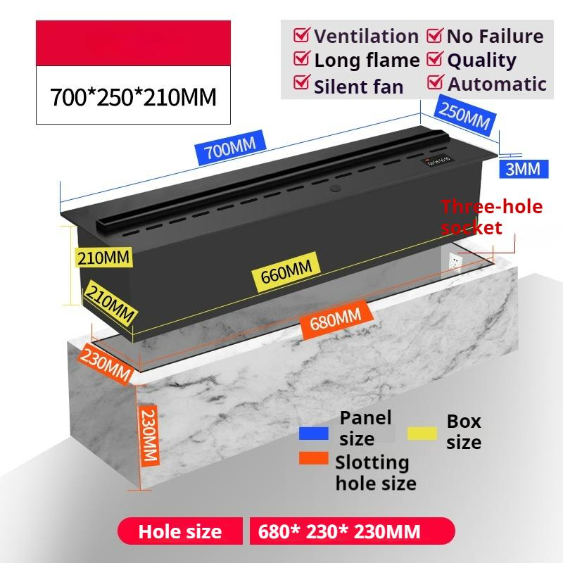 3D Atomizing Fireplace, Built-in Extra Long Simulated Flame, Electronic Humidifier, Platform Decoration