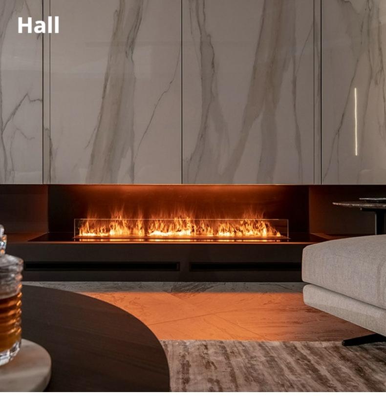 3D Atomizing Fireplace, Built-in Extra Long Simulated Flame, Electronic Humidifier, Platform Decoration