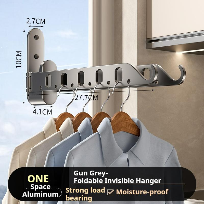 Wall Mounted Clothes Hanger Folding Laundry Clothes Drying Rack Coat Robe Storage Hook for Laundry Room Bedroom Bathroom