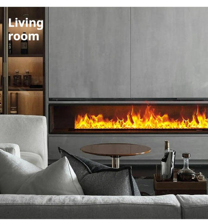 3D Atomizing Fireplace, Built-in Extra Long Simulated Flame, Electronic Humidifier, Platform Decoration