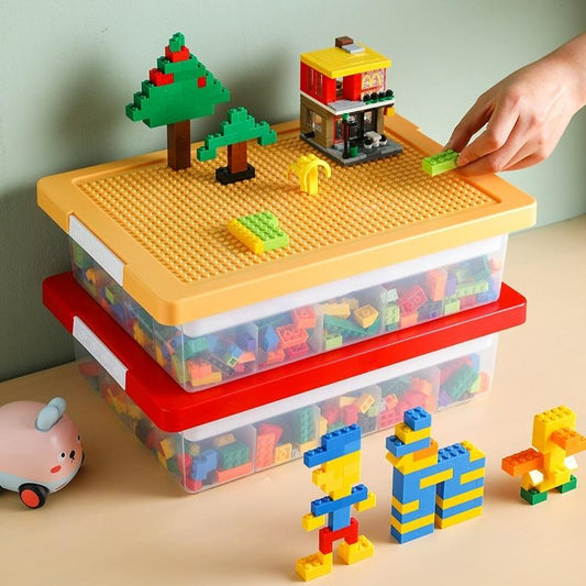 DOORVERSE Lego Toy Storage Box For Kids To Organize Lego Toy Bricks Easily, Come With Building Block Shape Cover