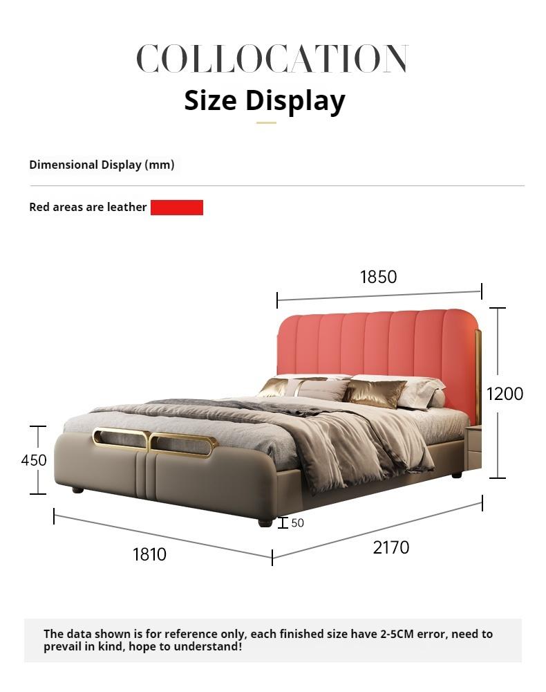 Bed Modern Light Luxury Soft Back Leather for Bedroom