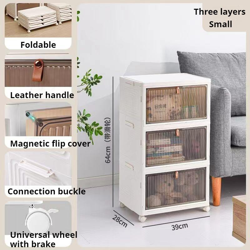 DOORVERSE Foldable Shoes Storage Box With Wheels Plastic Shoes Rack Multifunction Shoes Cabinet Description: