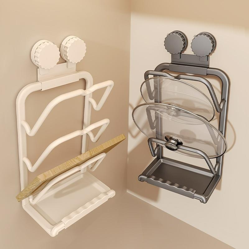 DOORVERSE Pot Lid Holder Multi-Layer Suction Cup Pan Cover Storage Holder Practical Wall Mounted Punch-Free Pot Lid Rack