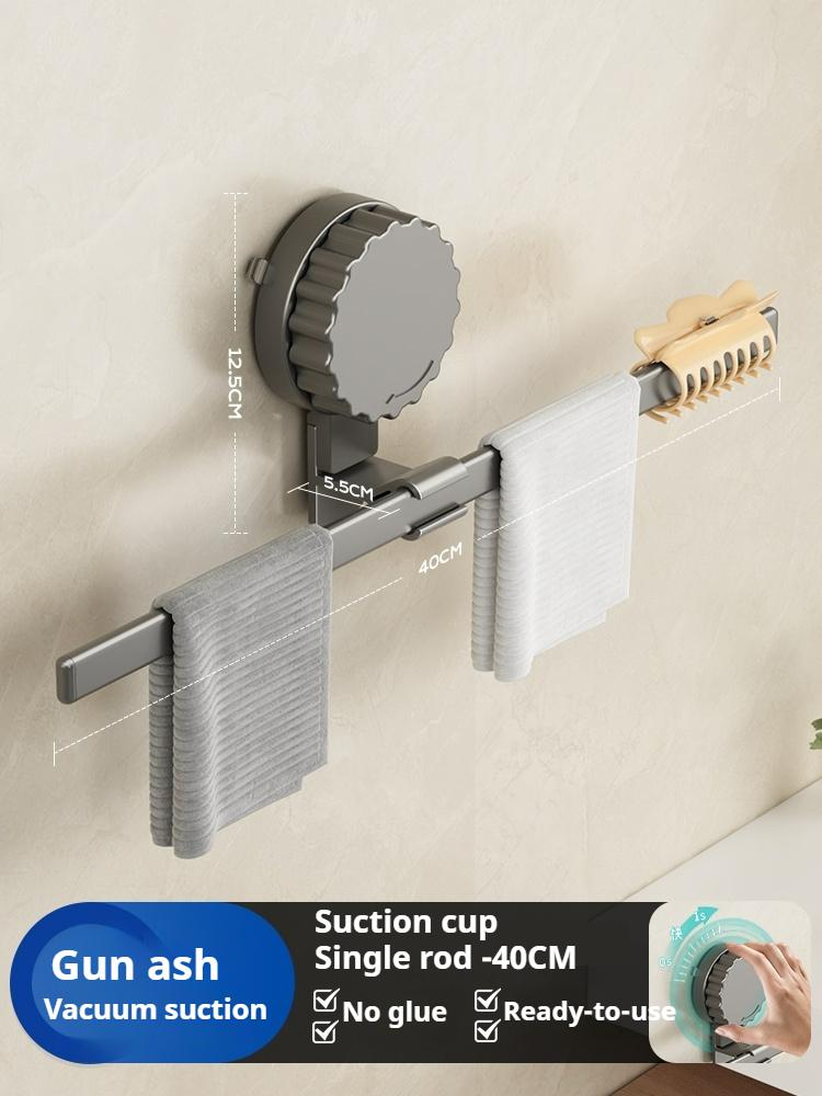 Suction Cup Bathroom Towel Aluminum Rack No Punching Towel Holder Towel Bar For Bathroom Toilet