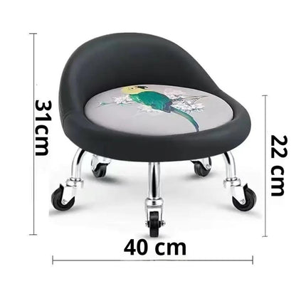 DOORVERSE Low Stool Chair Universal Small Stool with Wheel Children's Seat Shoes Bench Mini Multifunctional Pulley Rolling RoundSeat