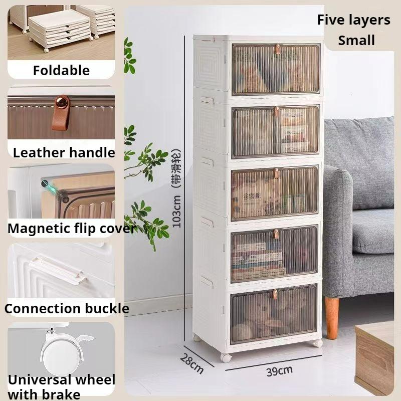 DOORVERSE Foldable Shoes Storage Box With Wheels Plastic Shoes Rack Multifunction Shoes Cabinet Description: