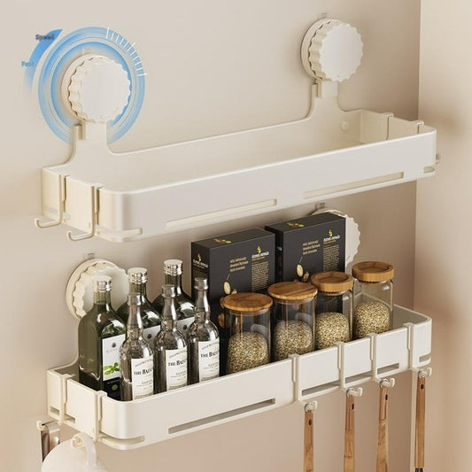 DOORVERSE Kitchen Storage Rack Spice Rack No Punch Kitchen Suction Cup Storage Rack Seasoning Rack Perforation-Free Wall Mounted